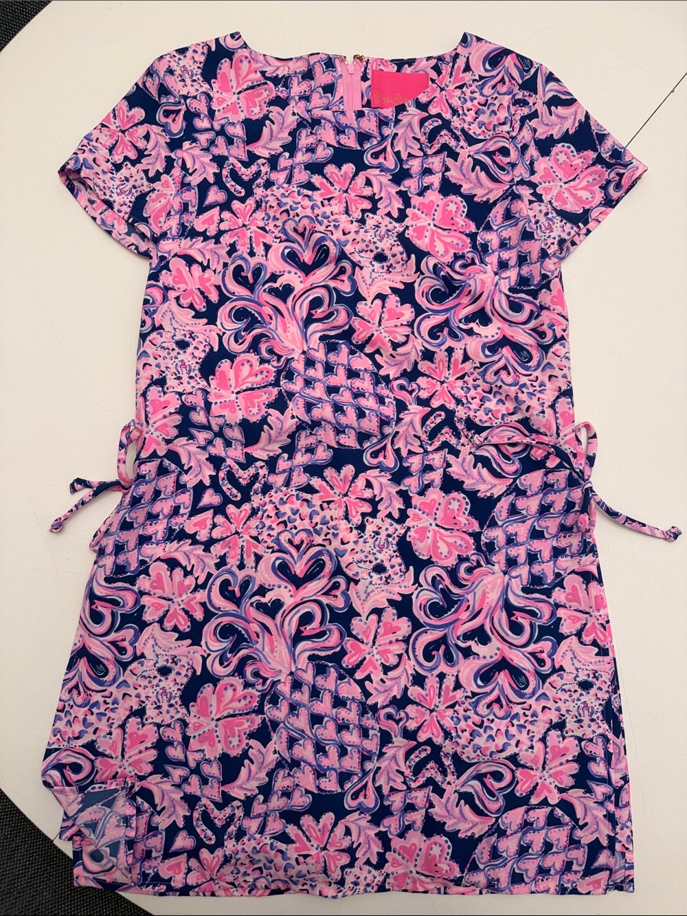 Lilly Pulitzer Pink & Navy Floral Shift Dress / Skort Dress